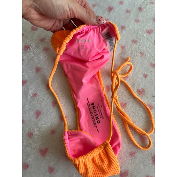 ONEONE Orange Ribbed Mara High Cut Very Cheeky Womens Bikini Bottoms Size XS - Picture 4 of 7
